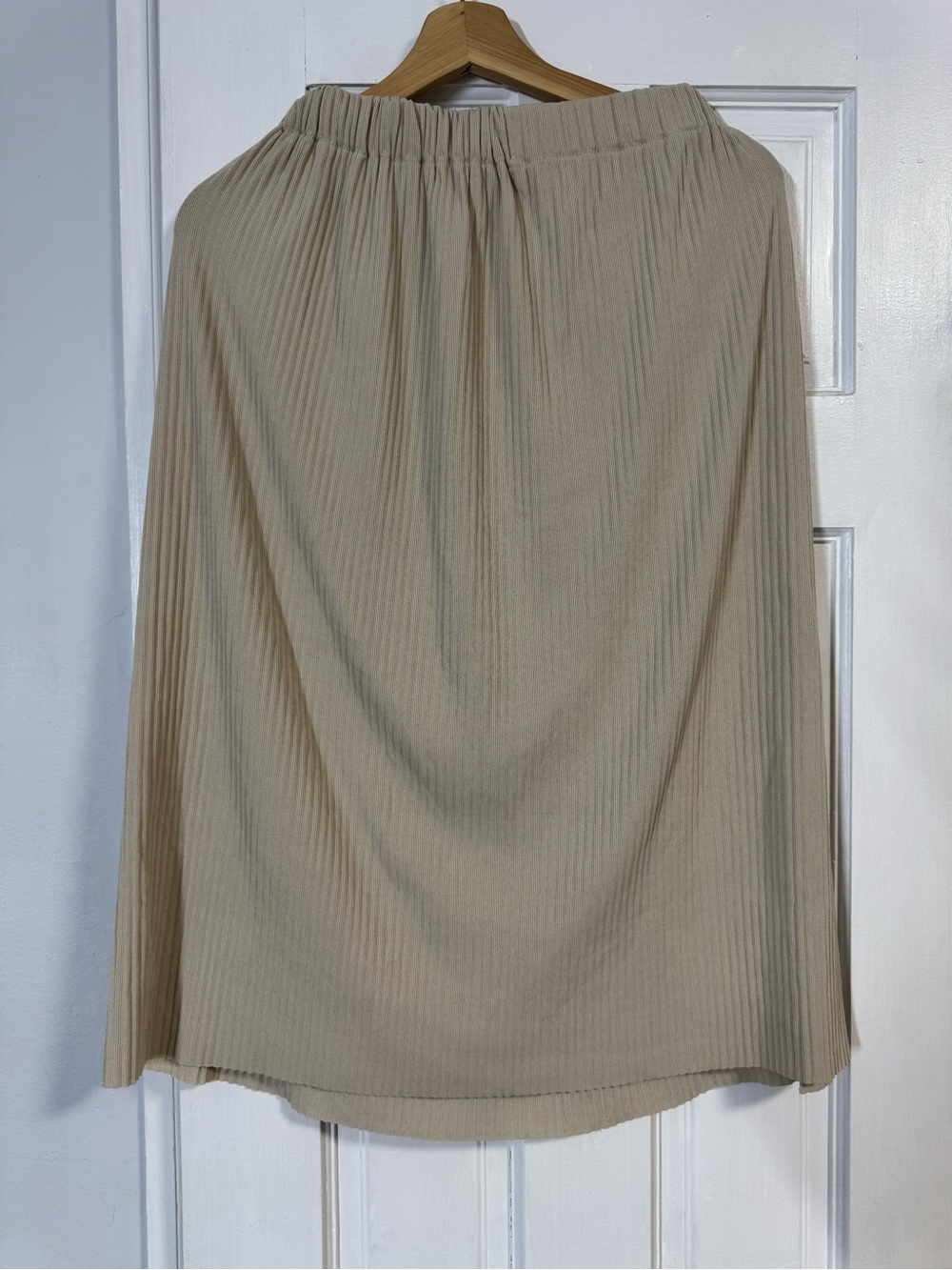 Womens Beige Pleated Midi Skirt